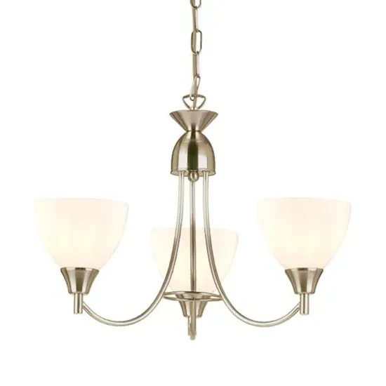 Alton 3 Lights Ceiling Pendant Light - Satin Chrome, Glass