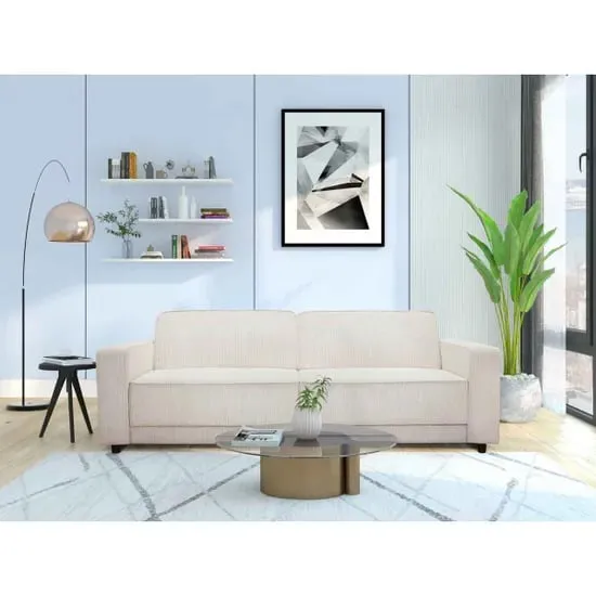 Alton 3-Seater Sofa Bed - Cream, Corduroy