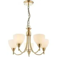 Alton 5 Lights Ceiling Pendant Light - Antique Brass, Glass