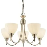 Alton 5 Lights Ceiling Pendant Light - Satin Chrome, Glass