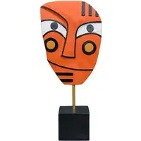 Alton Abstract Face Art Sculpture - Orange, Resin