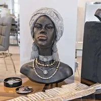 Alton African Bust Large Sculpture - Antique Brown, Resin