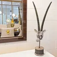 Alton Antelope Bust Sculpture - Beige, Resin