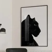 Alton Black Panther Wall Art with Glass Frame - Black