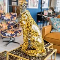 Alton Cheetah Sculpture - Orange, Resin