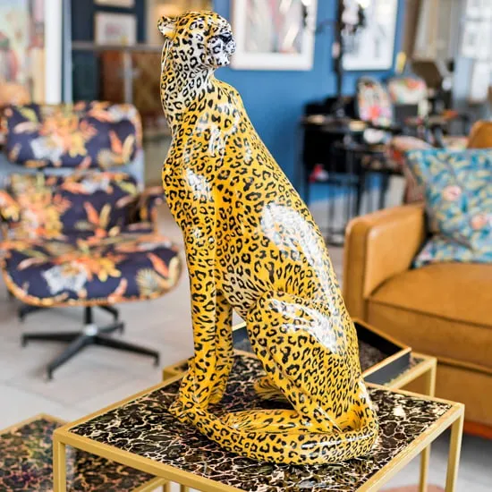 Alton Cheetah Sculpture - Orange, Resin