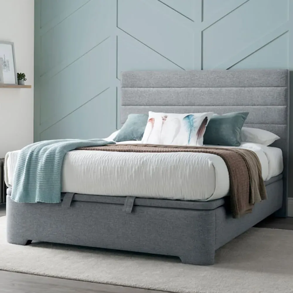 Alton Double Ottoman Bed with Storage - Grey, Fabric