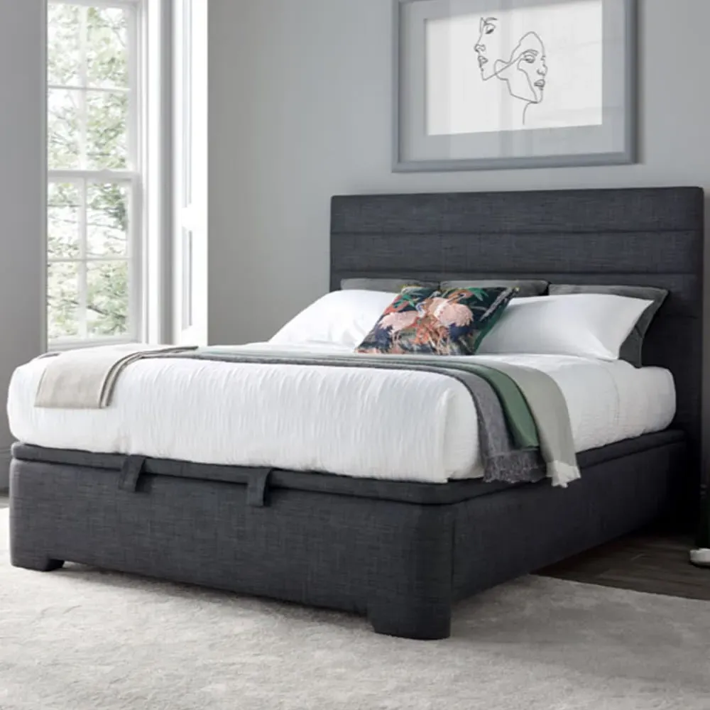 Alton Double Ottoman Bed with Storage - Slate, Fabric
