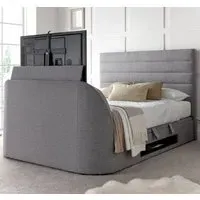 Alton Double Ottoman TV Bed with Storage - Grey, Fabric