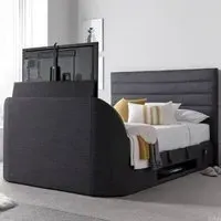 Alton Double Ottoman TV Bed with Storage - Slate, Fabric