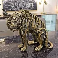 Alton Hollow Tiger Sculpture - Gold, Resin