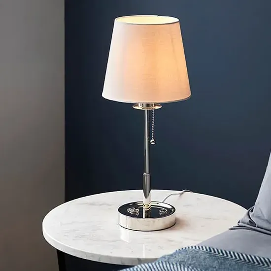 Alton Tapered Shade Table Lamp - White, Polished Nickel