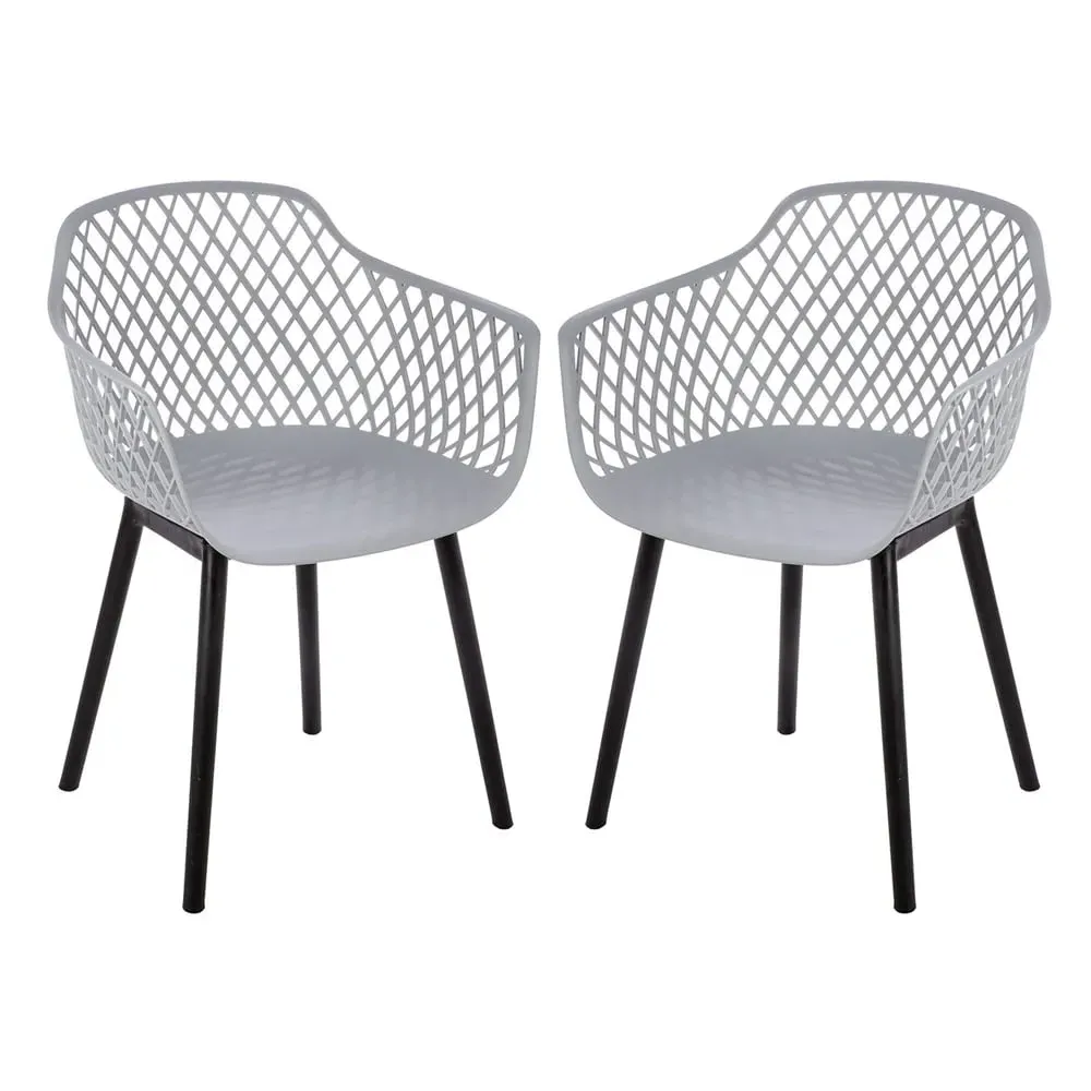 Altona Dining Chair with Black Legs, Set of 2 - Grey, Plastic product