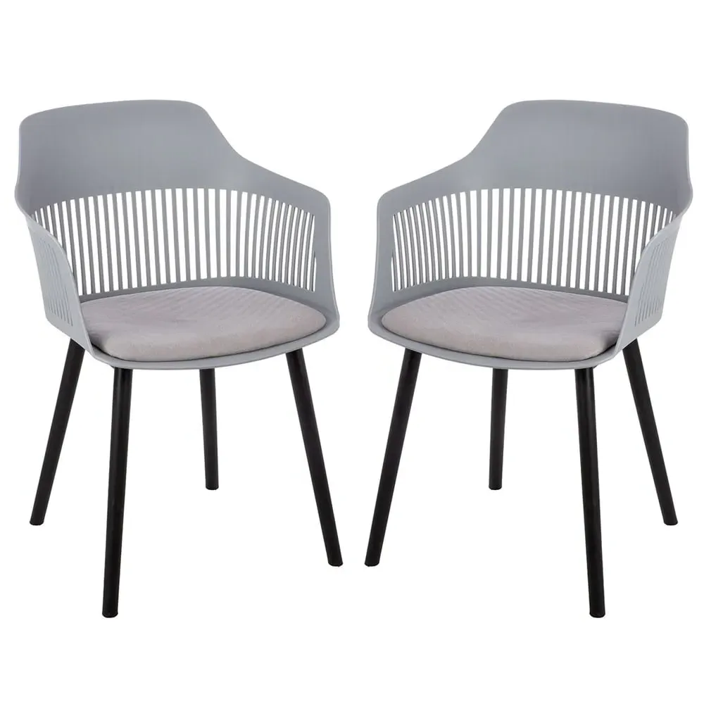 Altona Dining Chairs with Fabric Seat - Grey, Plastic