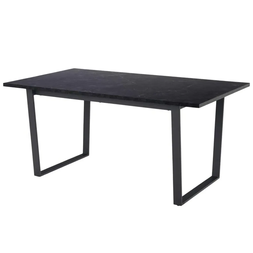 Altoona Rectangular Dining Table - Black, Marble Effect