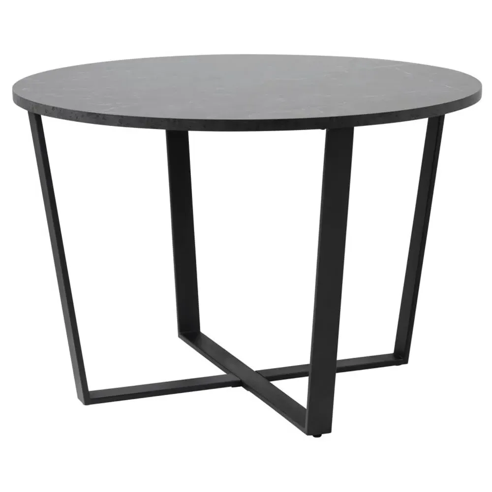 Altoona Round Dining Table - Black, Marble Effect image