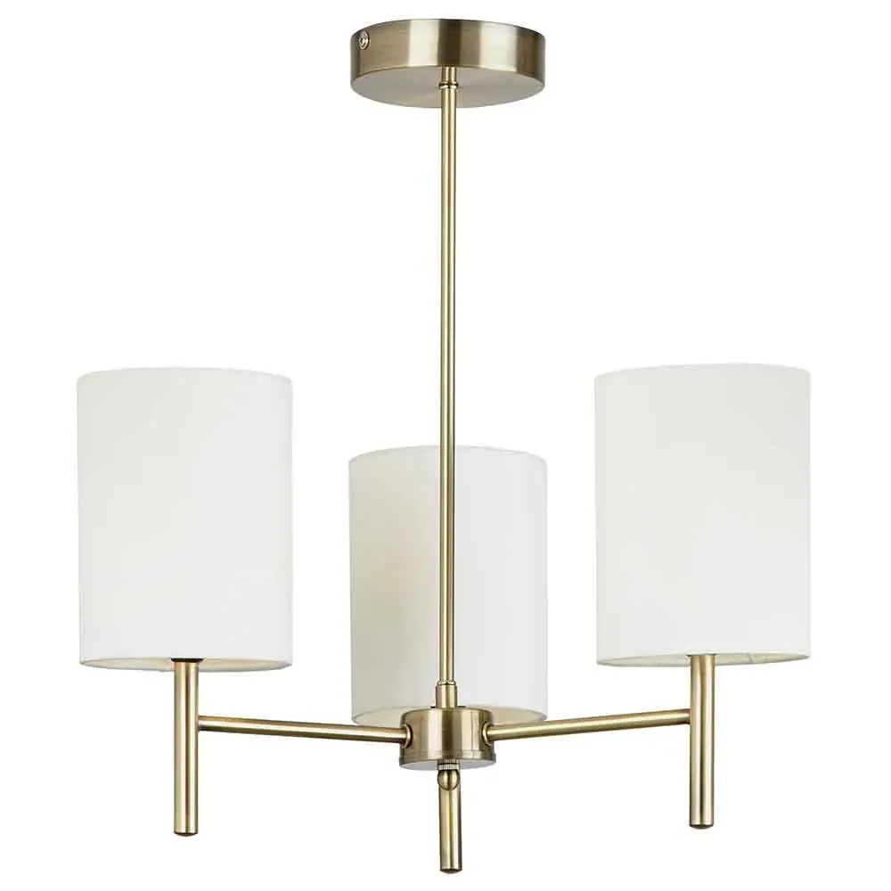 Alva 3-Light Ceiling Light - Cream, Antique Brass image