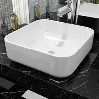 Alva Square Countertop Basin Without Waste 0TH - White, Ceramic alternate view