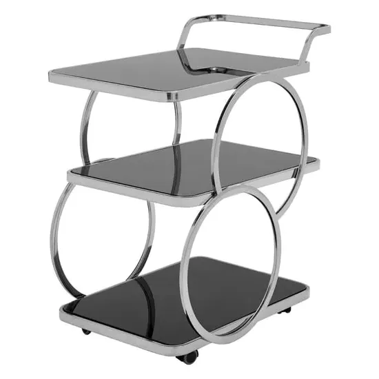 Alvara 3-Tier Drinks Trolley - Black, Chrome image