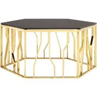 Alvara Hexagonal Coffee Table - Black, Glass