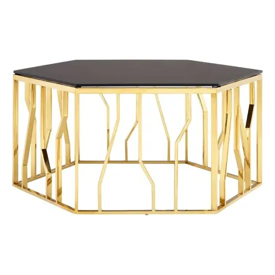Alvara Hexagonal Coffee Table - Black, Glass