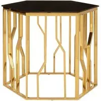 Alvara Hexagonal Side Table - Black, Glass
