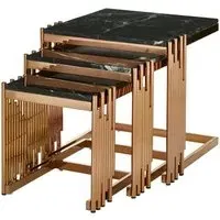 Alvara Nest of 3 Tables - Black Marble, Rose Gold