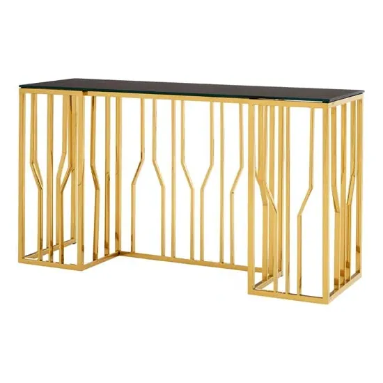 Alvara Rectangular Console Table - Black, Glass
