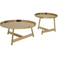 Alvara Round Metal Nest of 2 Tables - Gold