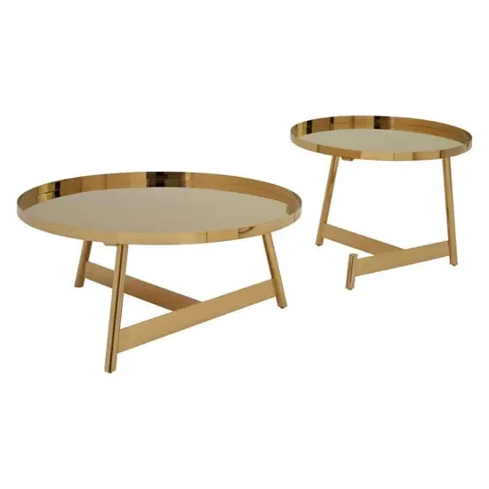 Alvara Round Metal Nest of 2 Tables - Gold
