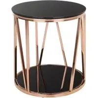 Alvara Round Side Table - Black, Glass