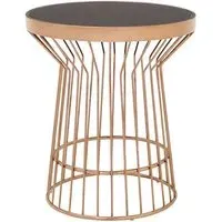 Alvara Round Side Table - Black, Glass