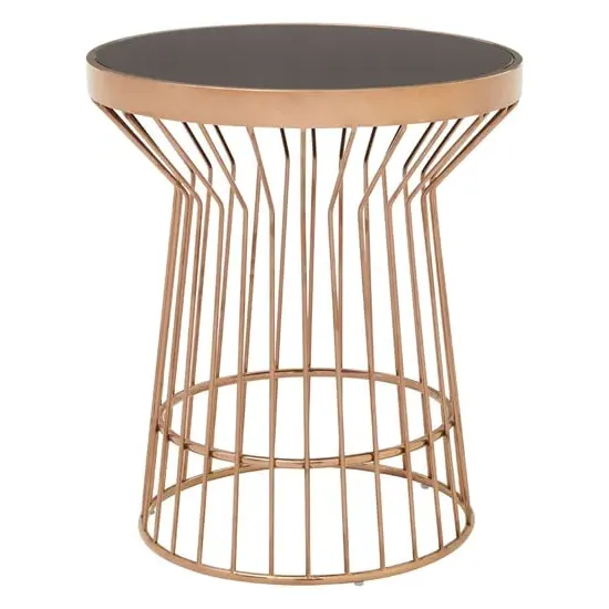 Alvara Round Side Table - Black, Glass