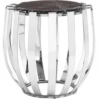 Alvara Round Side Table - Black Marble, Chrome