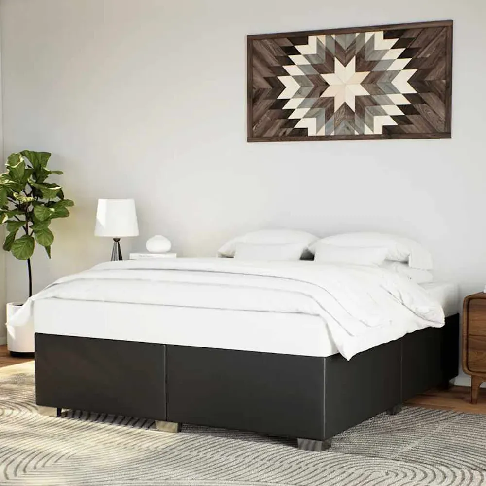 Alvarado Super King Size Bed Frame - Black, Faux Leather product
