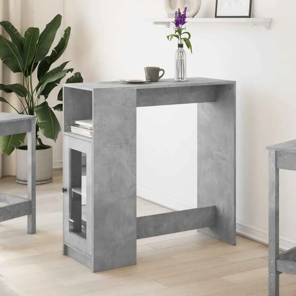 Alvero Rectangular Bar Table with 1 Door - Concrete Grey product