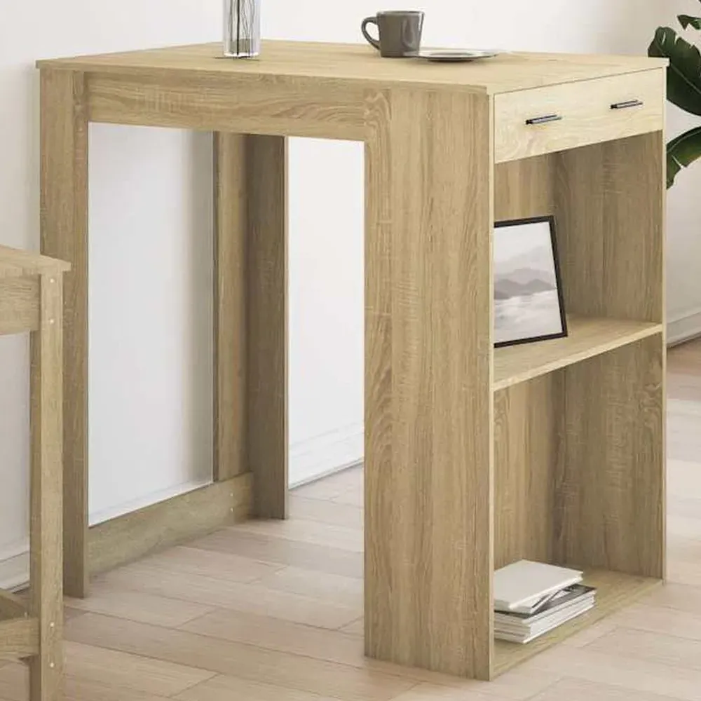 Alvero Rectangular Bar Table with Drawer - Sonoma Oak, Engineered Wood product