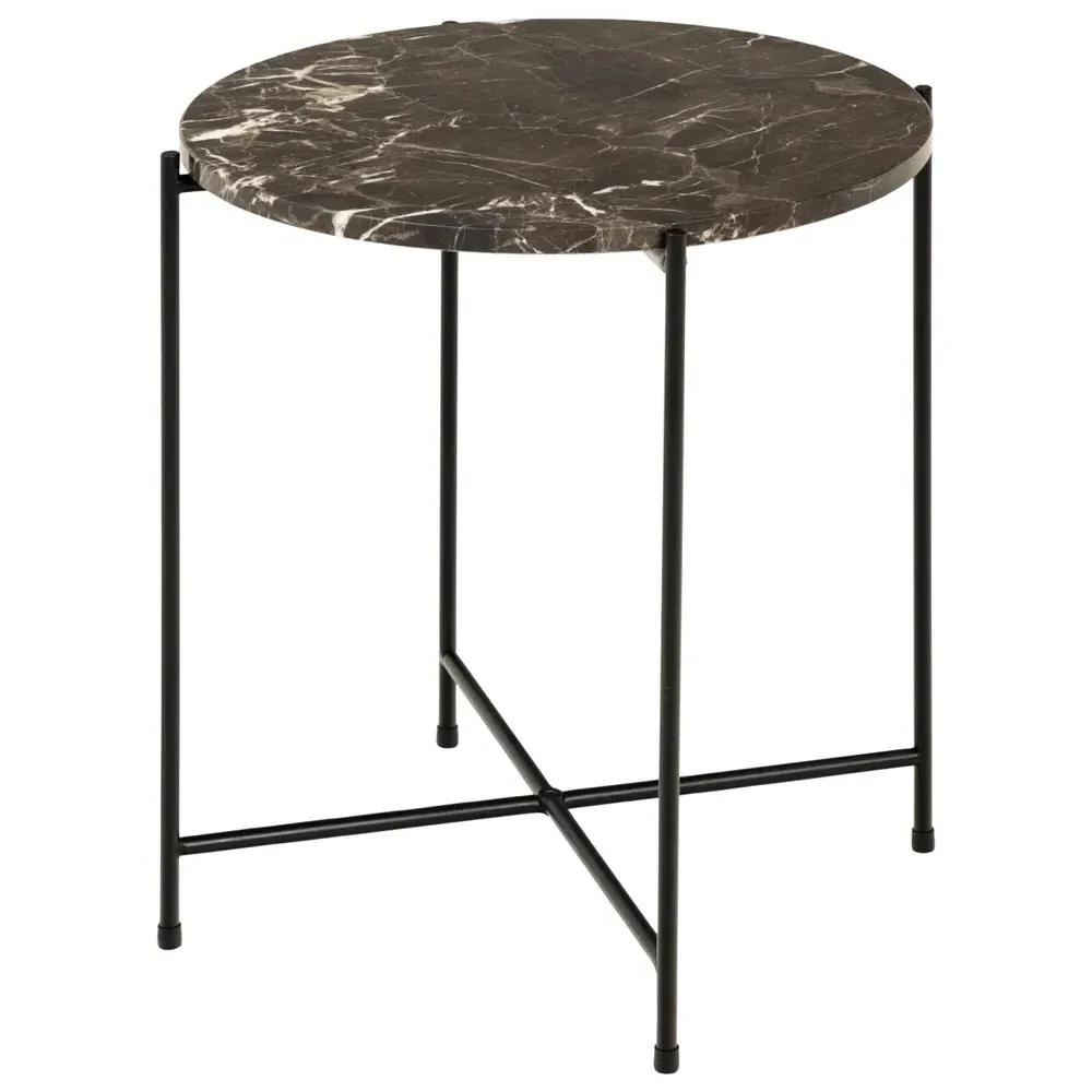 Alvina Small Round Side Table - Brown Emperador, Marble product
