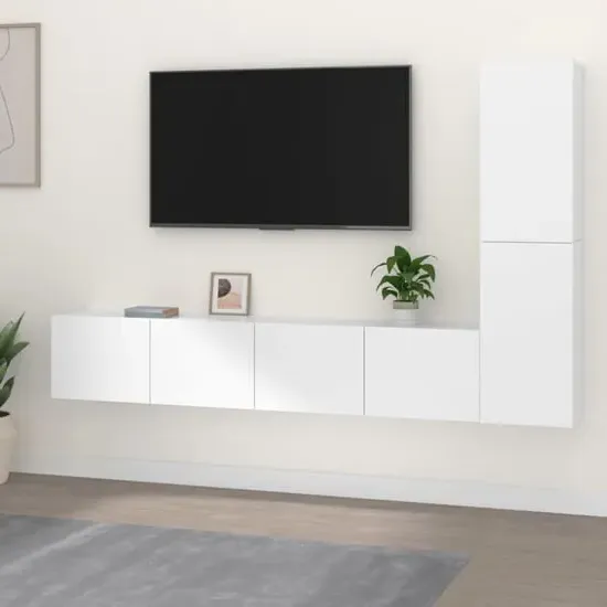 Alyria TV Cabinet Set - White, Engineered Wood