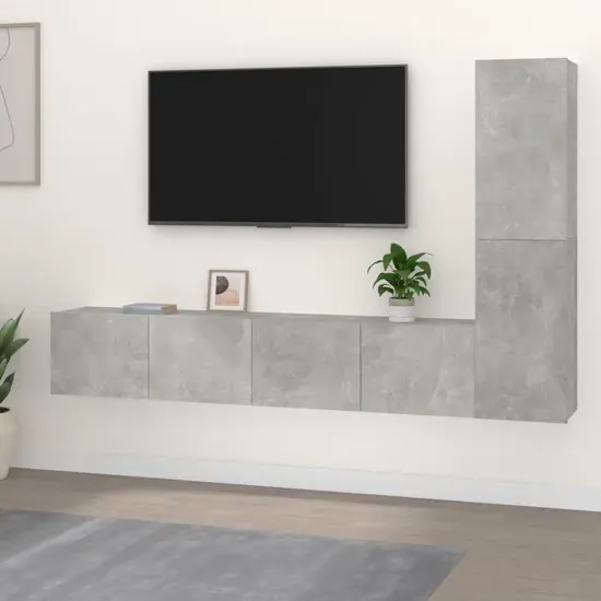 Alyria Wall-Mounted TV Cabinet Set - Concrete Effect, Engineered Wood product