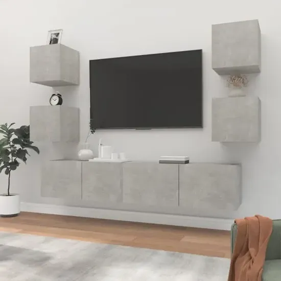 Alyson TV Cabinet Set - Concrete Effect, Engineered Wood image
