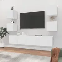 Alyson TV Cabinet Set - White, Engineered Wood