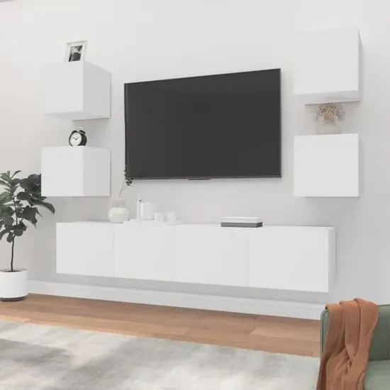 Alyson TV Cabinet Set - White, Engineered Wood