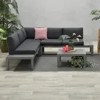 Alyth Corner Lounge Set with Coffee Table - Grey, Fabric