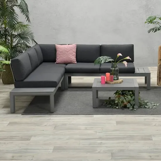 Alyth Corner Lounge Set with Coffee Table - Grey, Fabric image