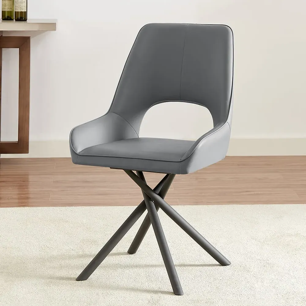 Amaari Dining Chair with Anthracite Legs - Grey, PU Leather image