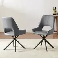 Amaari Dining Chairs - Grey, PU Leather