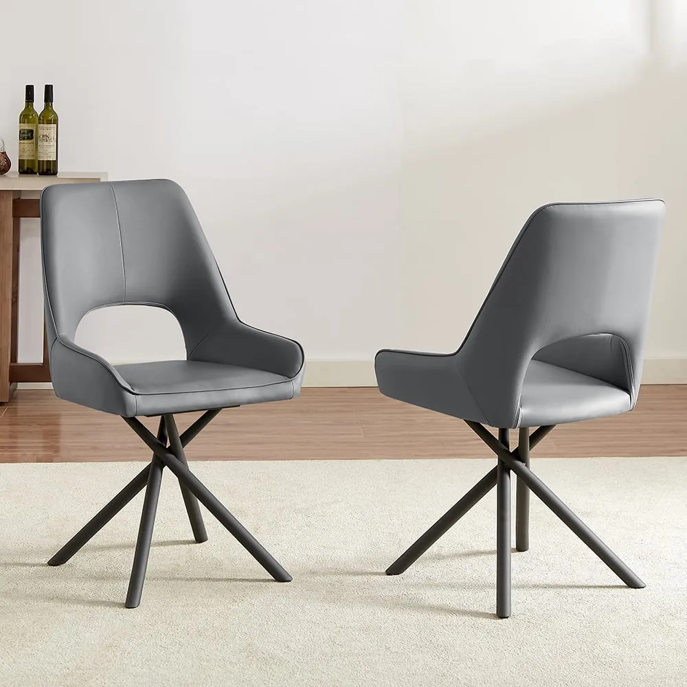 Amaari Dining Chairs - Grey, PU Leather image
