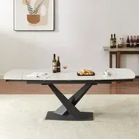 Amaari Extending Dining Table - White, Sintered Stone