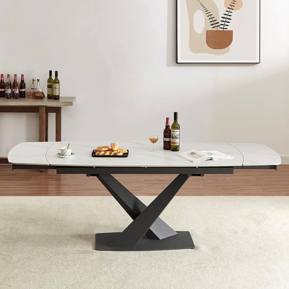 Amaari Extending Dining Table - White, Sintered Stone image